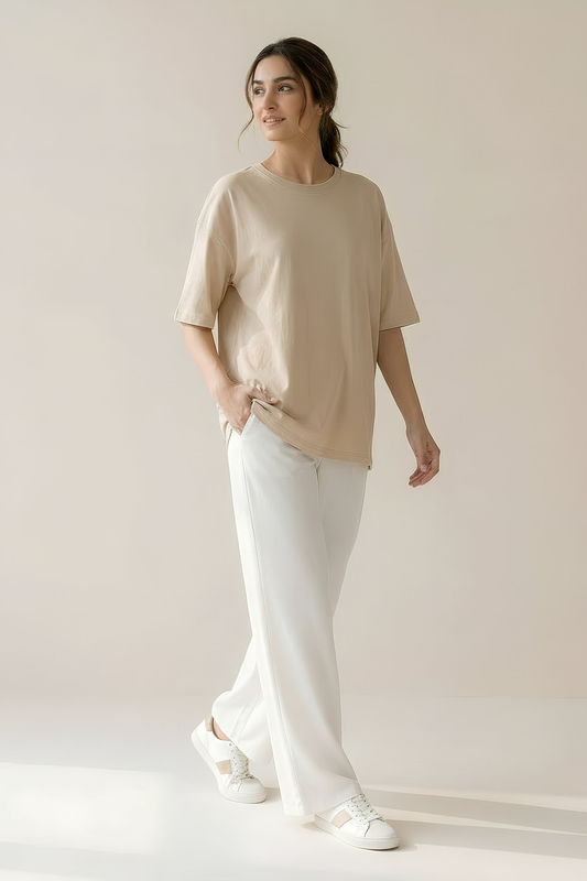 White Wide-Leg Trousers