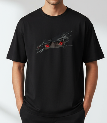 Shadow Eyes Graphic Tee – Black Streetwear Edition
