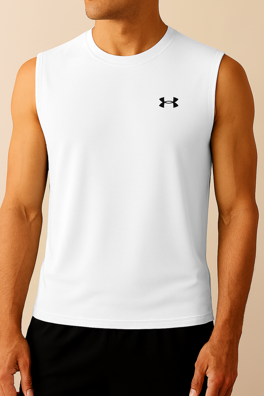 UA Dri-Fit Sleeveless Training Shirt – White