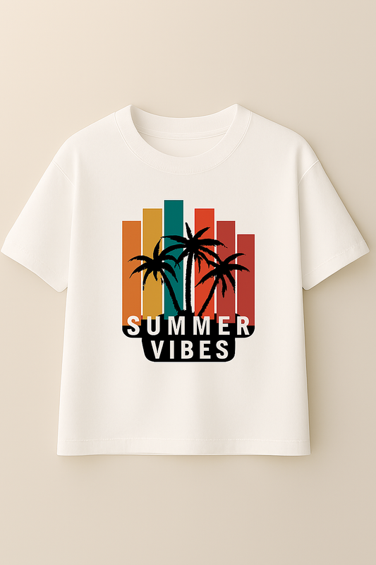 Summer Vibes Drop Shoulder T-Shirt (White)