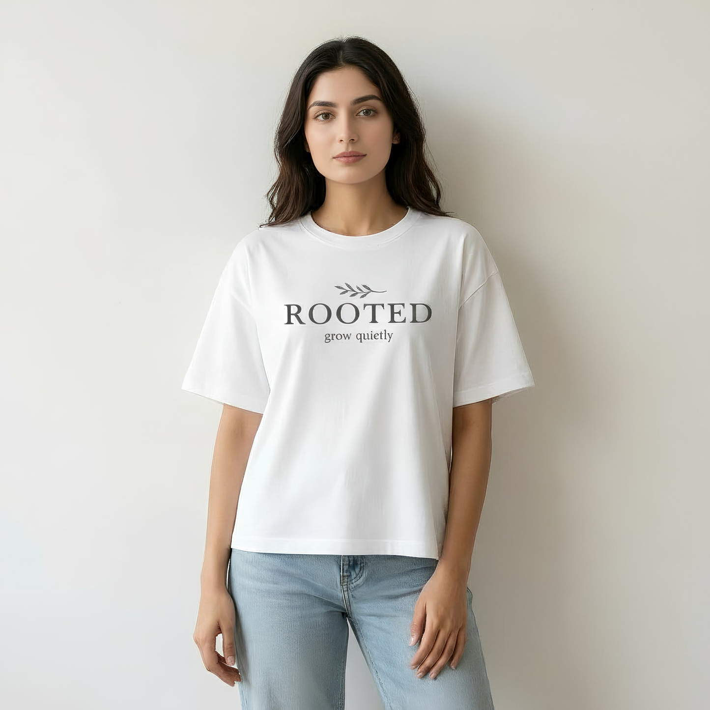 Rooted Essential Drop Shoulder Tee – White