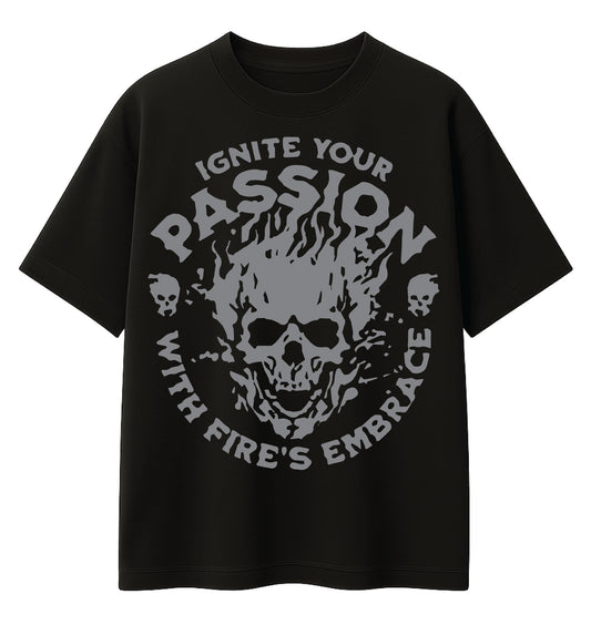 Ignite Your Passion – Oversized Drop Shoulder Graphic T-Shirt