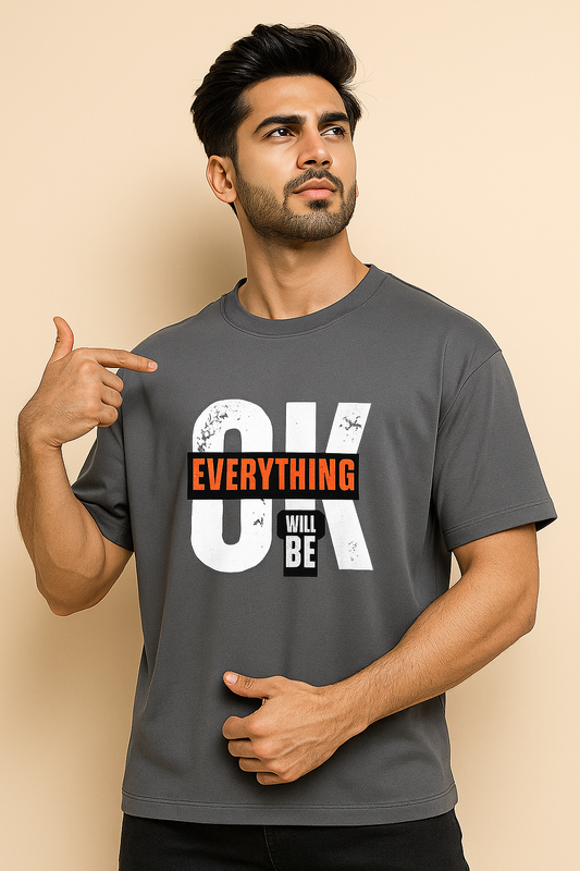 OK Statement Oversized Drop Shoulder T-Shirt