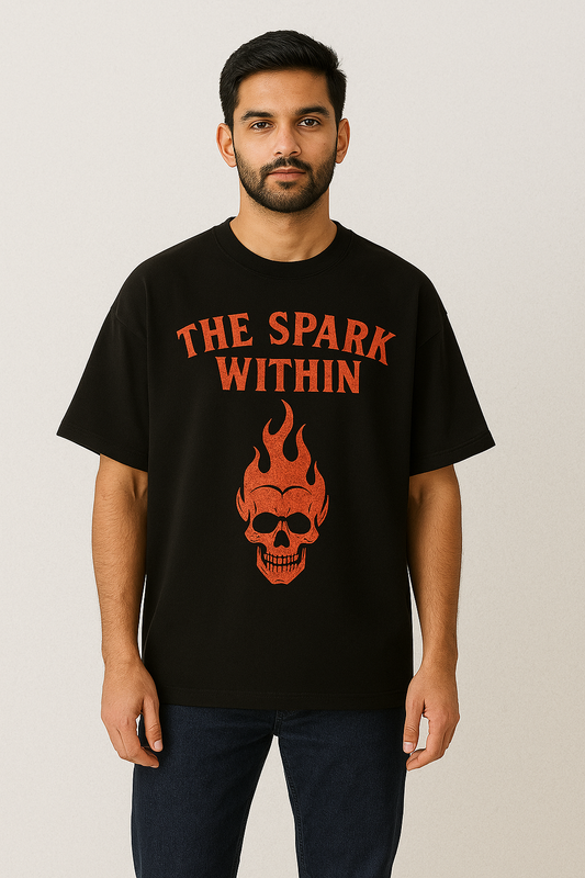 The Spark Within – Oversized Drop Shoulder Graphic T-Shirt